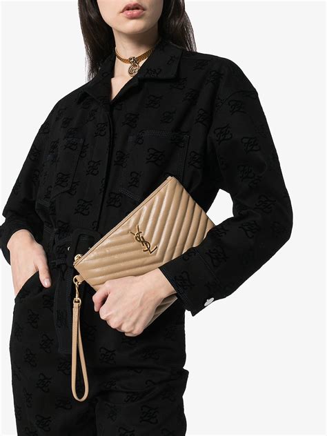 ysl monogram clutch|ysl monogram clutch dark beige.